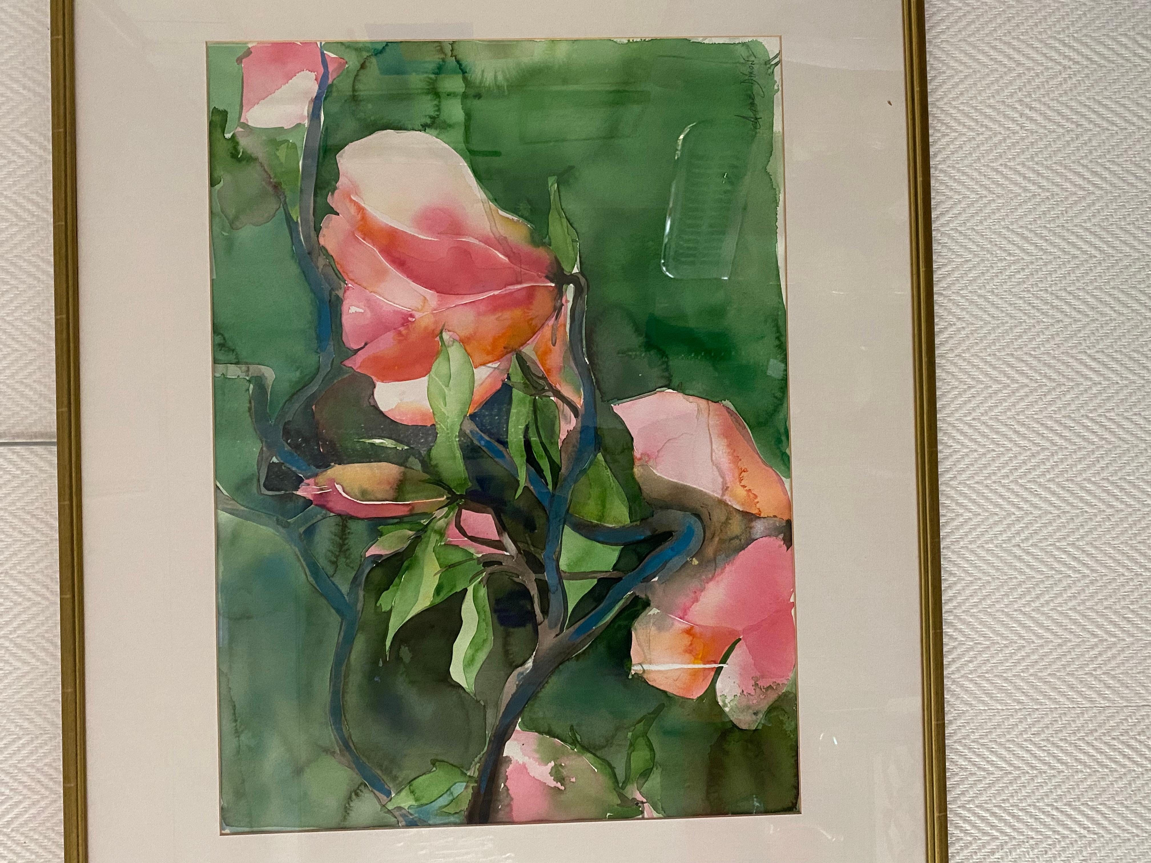 Anne Dixon  Exotic flowers  Watercolour In Good Condition For Sale In Saint ouen, FR
