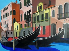 French Contemporary Art by Anne du Planty - Venice with Two Gondolas