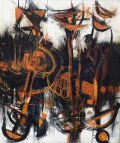 Abstract Composition 1966 - British 60's abstract art oil painting female artist