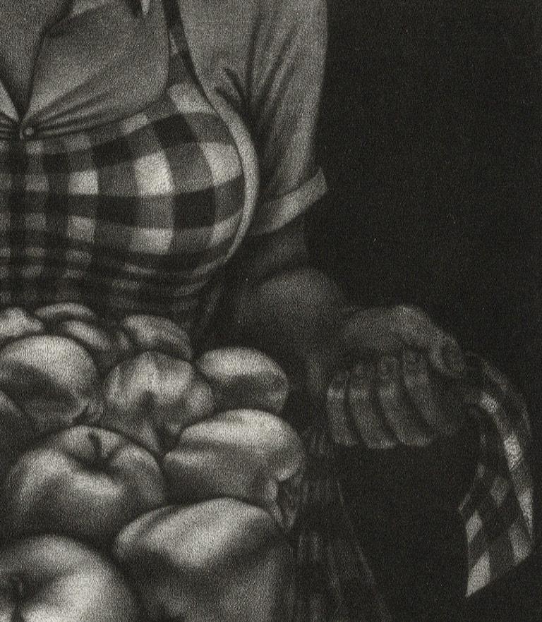 Fructidore (La fruta transportada es difícil de distinguir del cuerpo de la mujer) - Print Moderno de Anne Dykmans