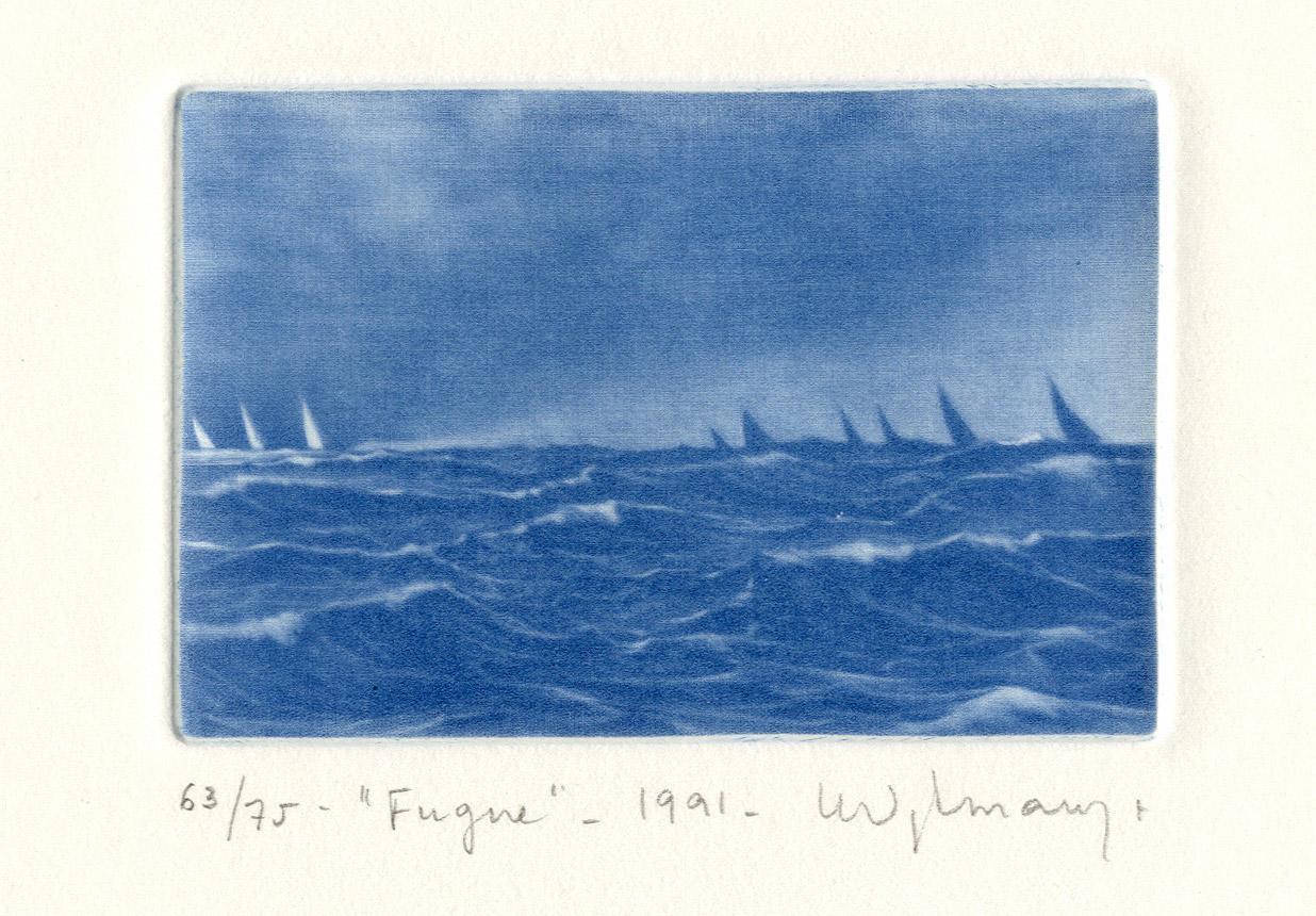 Fuga (Queste barche stanno scappando dalle altre) - Print di Anne Dykmans