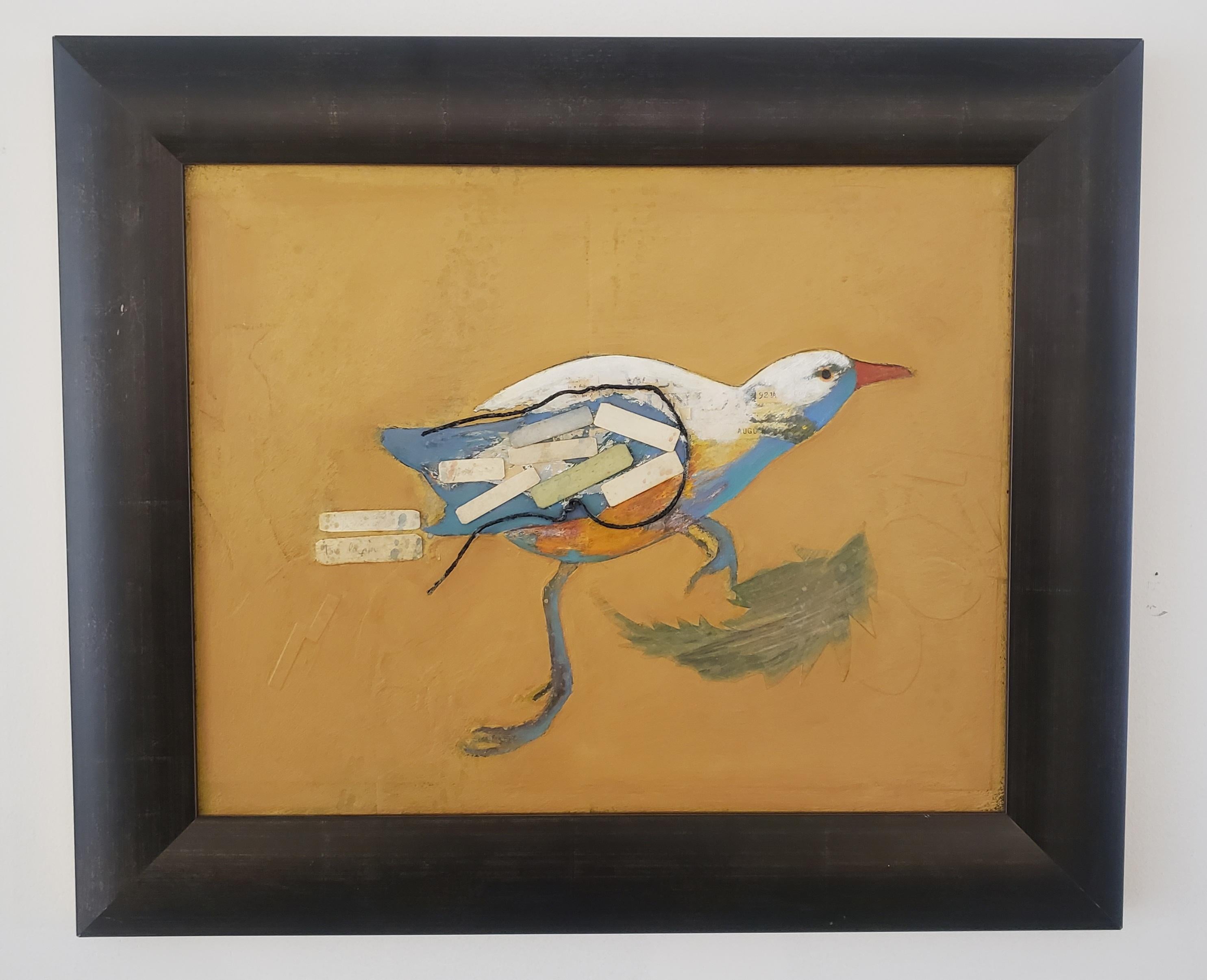  Santa Fe Bird , Southwest, 22 x 25Framed, Whimsical, Mixed Media, Oil