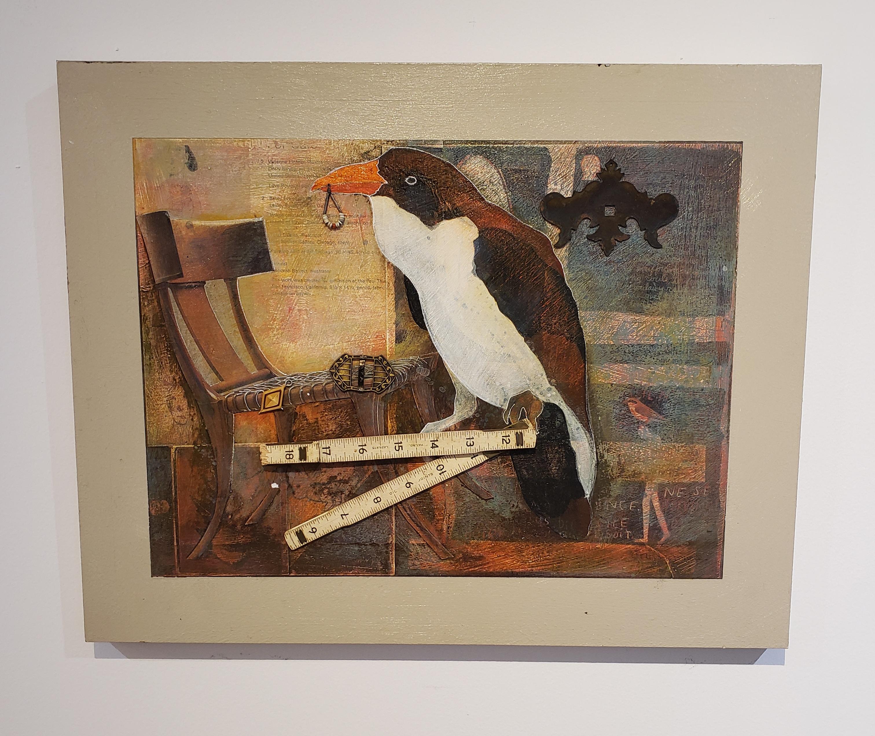 The Collector is by Anne Embree who is known for her whimsical animal paintings . The Collector focuses on the Bird and the surrounding objects The Collector is 16 x 20 . Anne Embree was born in 1946 and passed in 2013. Anne Embree (Born 1946) is