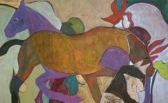 Majestic Creatures oil/panel Horse Painting Southwest Movement Dog Animals