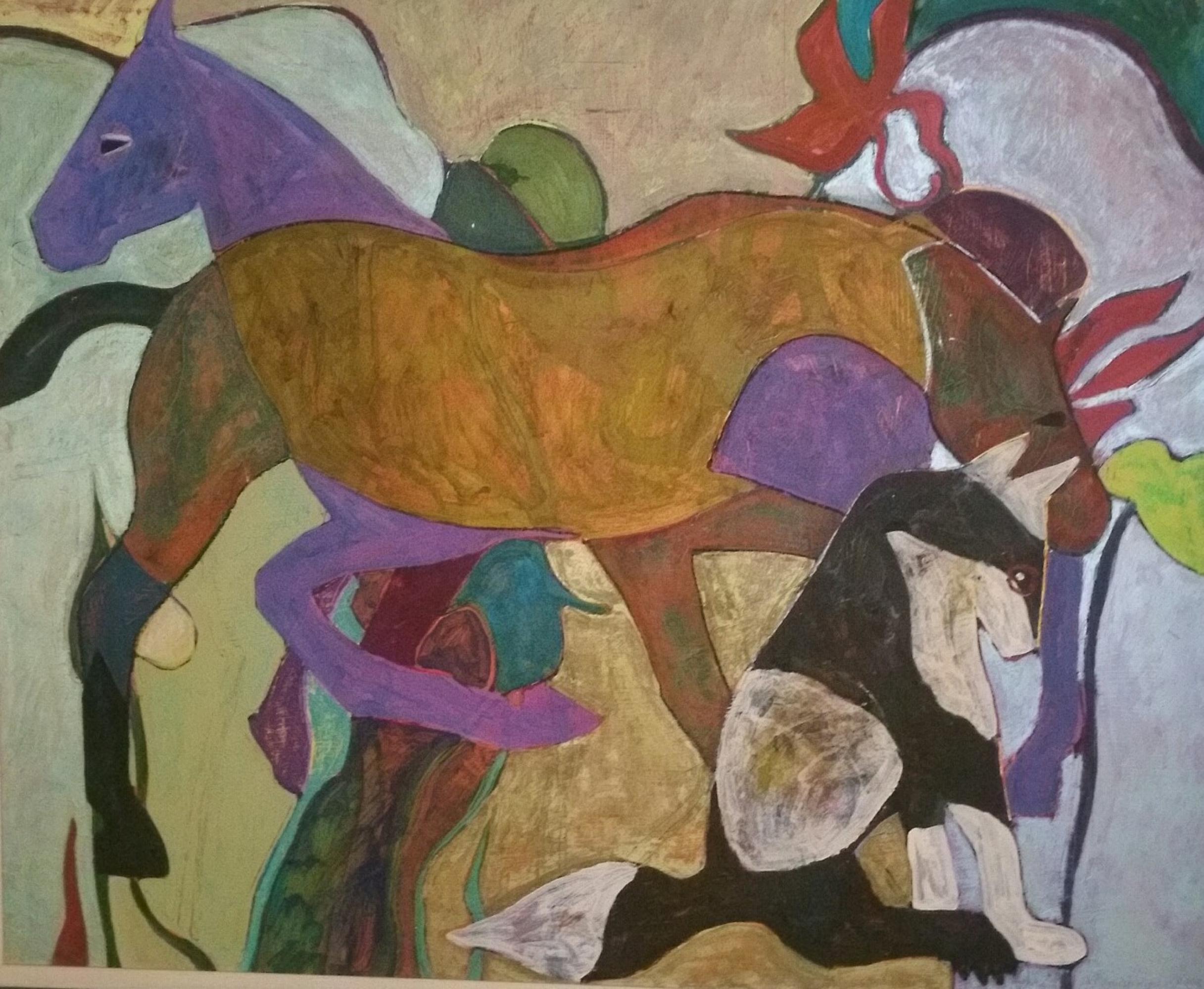 Majestic Creatures - Olio su tavola - Dipinto di un cavallo - Movimento del Sud-Ovest - Cane - Animali