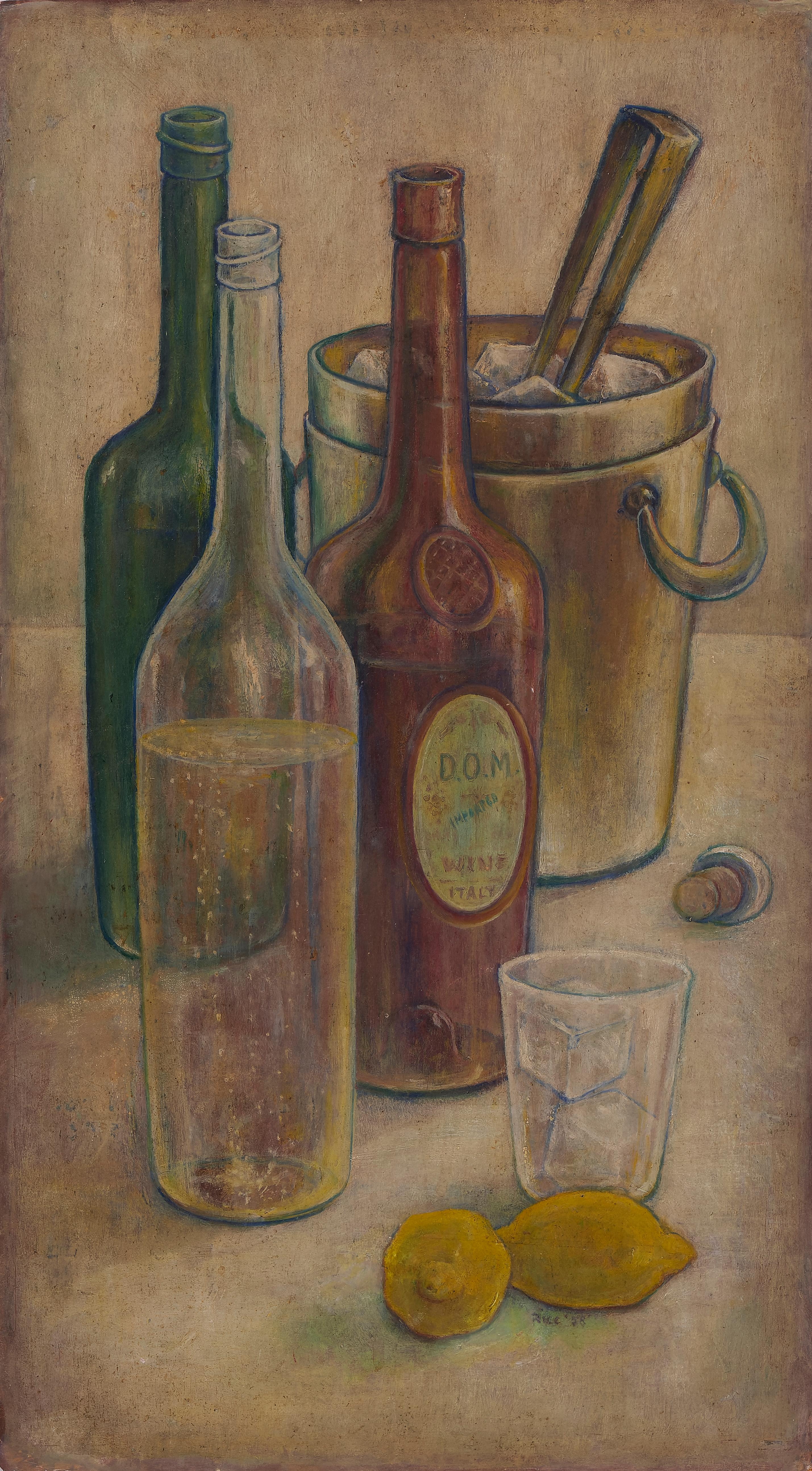 Anne Estel Rice (1877-1959, Amerikanerin) Stillleben mit Flaschen (Braun), Still-Life Painting, von Anne Estell Rice