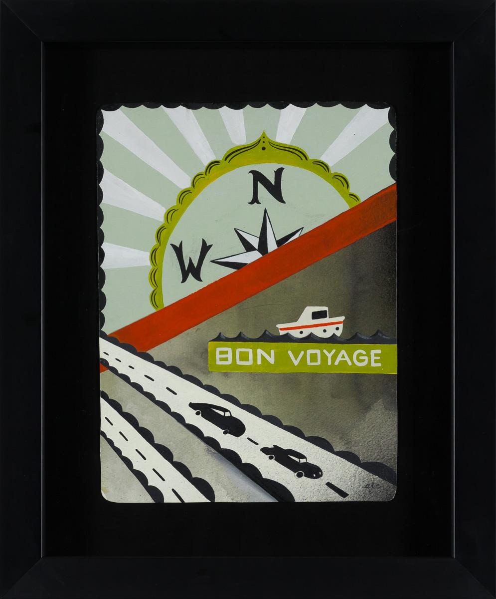 Bon Voyage - Surrealist Mixed Media Art by Anne Faith Nicholls