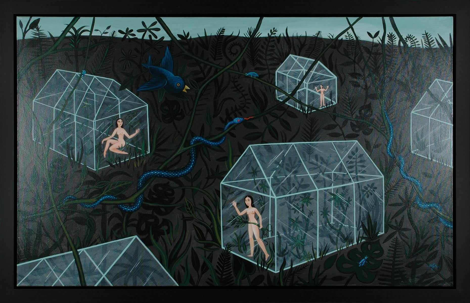 Glass Houses (Left) - Painting by Anne Faith Nicholls
