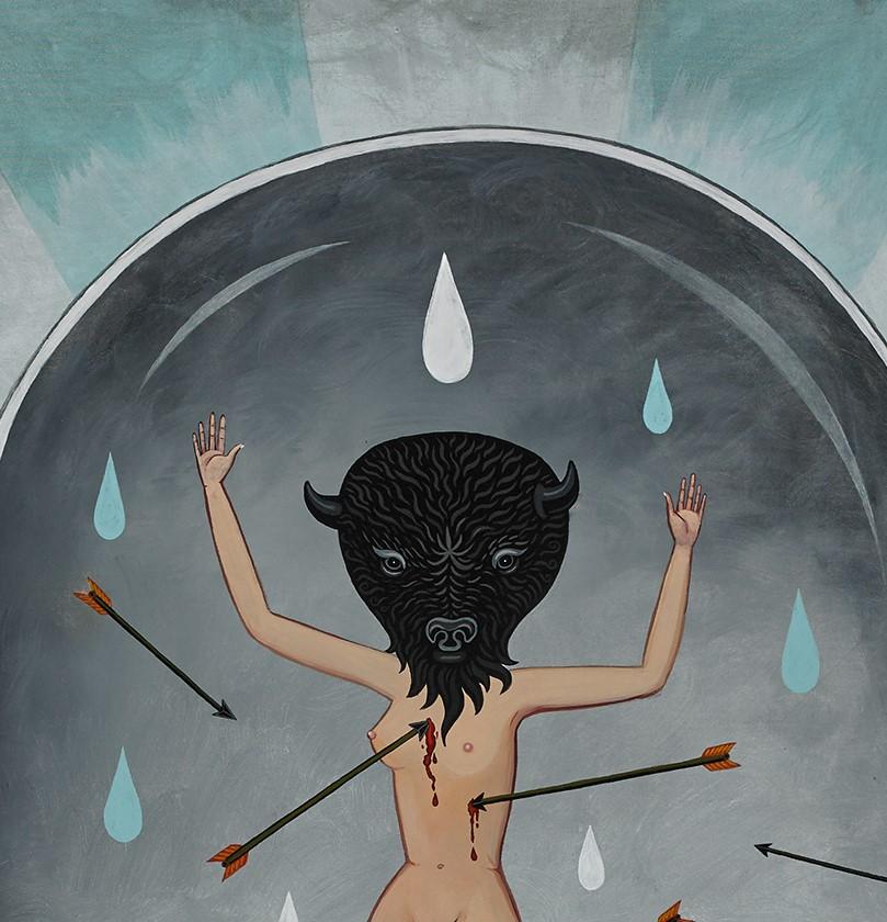 Looking Out From Within: Buffalo - Surrealist Painting by Anne Faith Nicholls