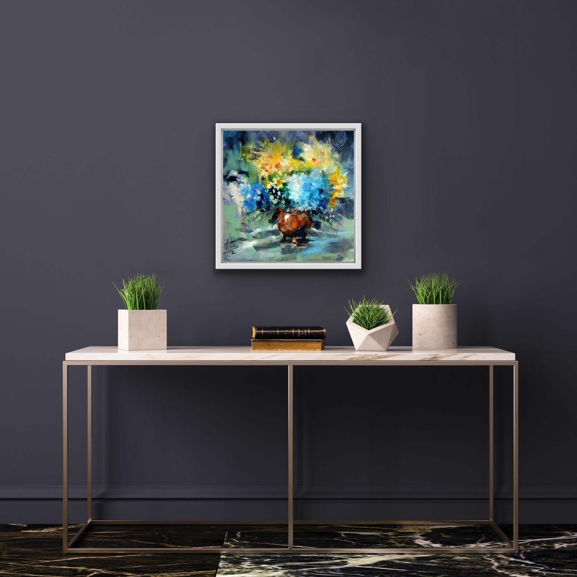 Anne Farrall Doyle, Hydrangeas und Narcissi, Original Stillleben-Blumengemälde im Angebot 1