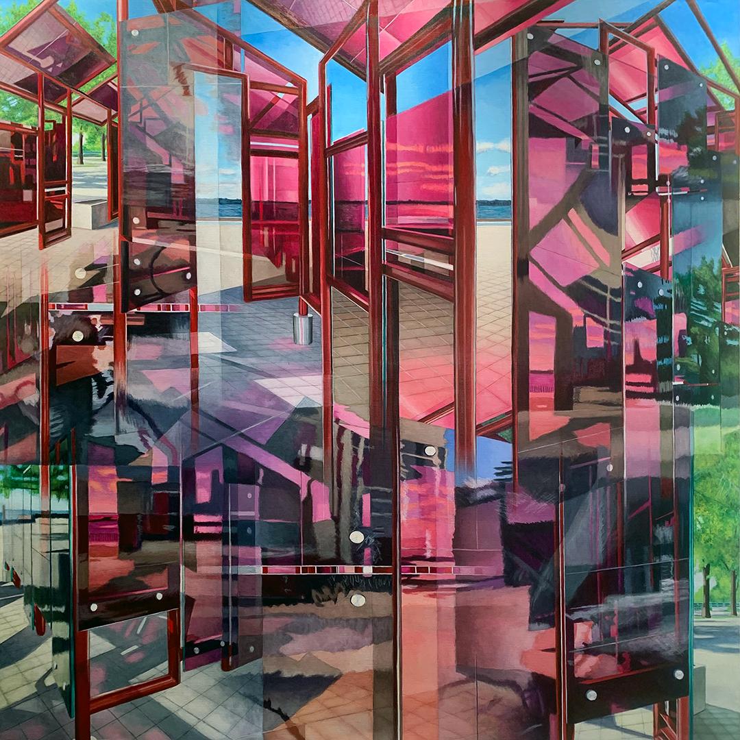 Anne Finkelstein  Interior Painting - The House (after Mildred Howard), Anne Finkelstein, Pink Painting, 2023