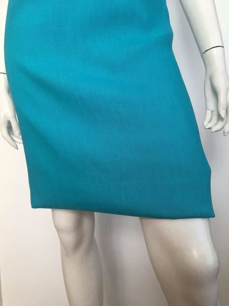 Anne Fogarty for Neiman Marcus 1960s Turquoise Linen Sheath Dress Size ...