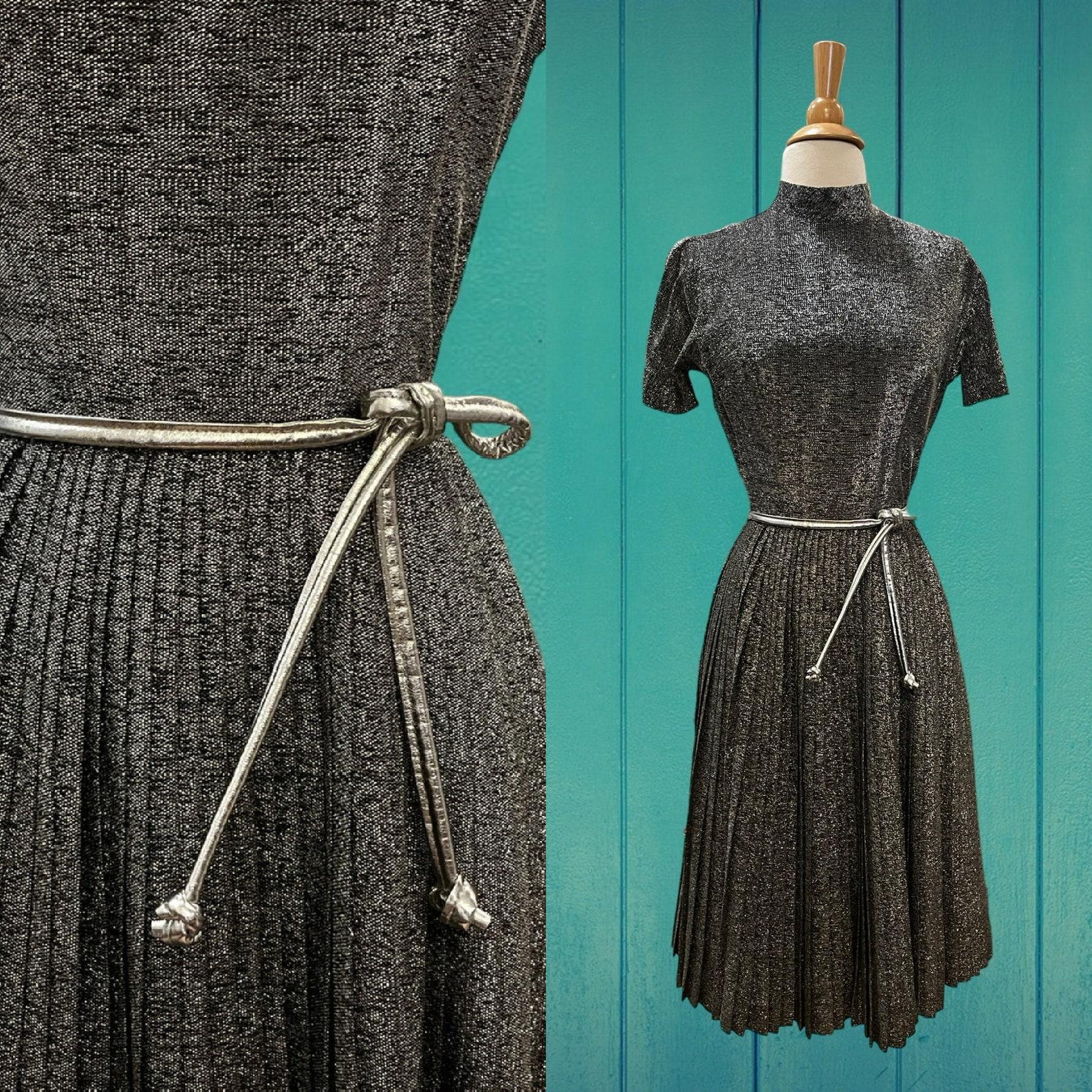 Black Anne Fogarty Metallic Dress, Circa 1960s For Sale