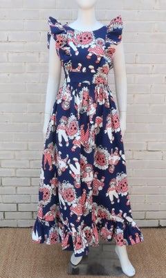 Anne Fogarty Raggedy Ann & Andy Schürze Maxikleid, ca. 1970