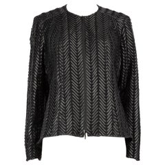 Anne Fontaine Schwarze Zickzack-Jacke aus Kunstleder Größe XXL