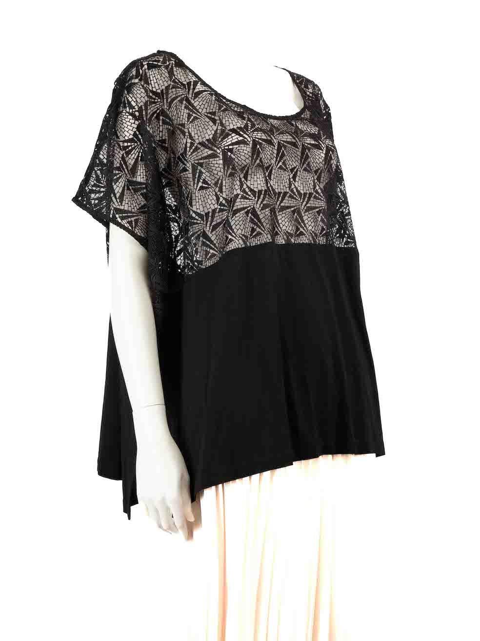 CONDITION is Never worn, with tags. No visible wear to the top is evident on this new Anne Fontaine designer resale item.
 
 
 
 Details
 
 
 Black
 
 Lace
 
 Top
 
 Oversized fit
 
 Sheer
 
 Short sleeves
 
 Round neck
 
 
 
 
 
 Composition
 
