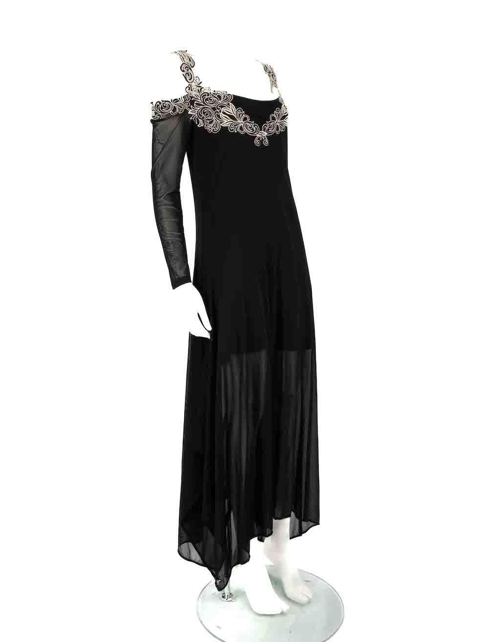 CONDITION is Never worn, with tags. No visible wear to dress is evident on this new Anne Fontaine designer resale item.
 
 
 
 Details
 
 
 Black
 
 Synthetic
 
 Dress
 
 Maxi
 
 Round neck
 
 Long sheer sleeves
 
 Lace trim detail
 
 Stretchy
 
 
