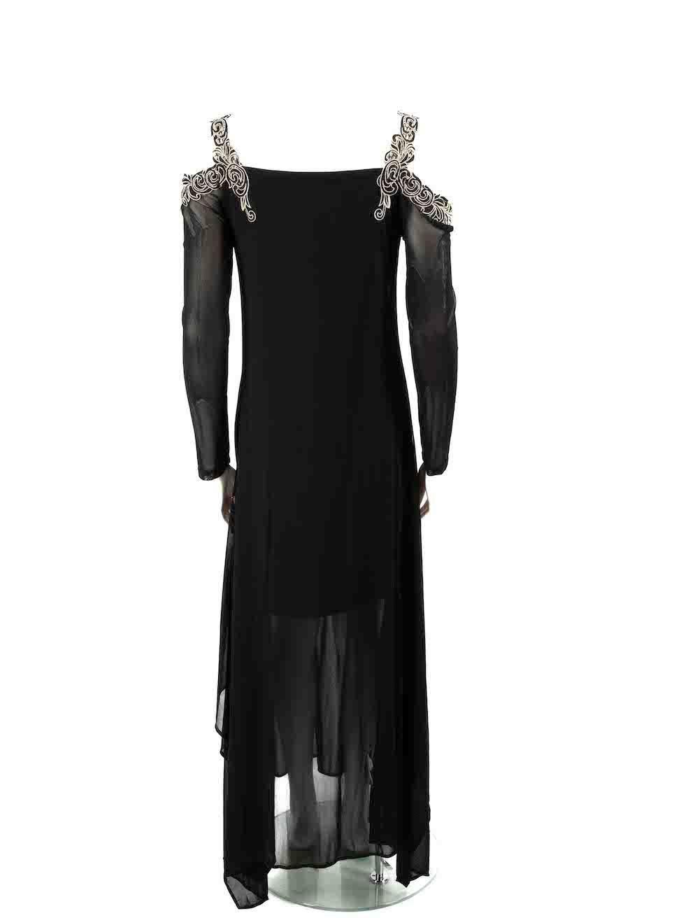 Anne Fontaine Black Lace Trim Detail Maxi Dress Size XL In New Condition For Sale In London, GB