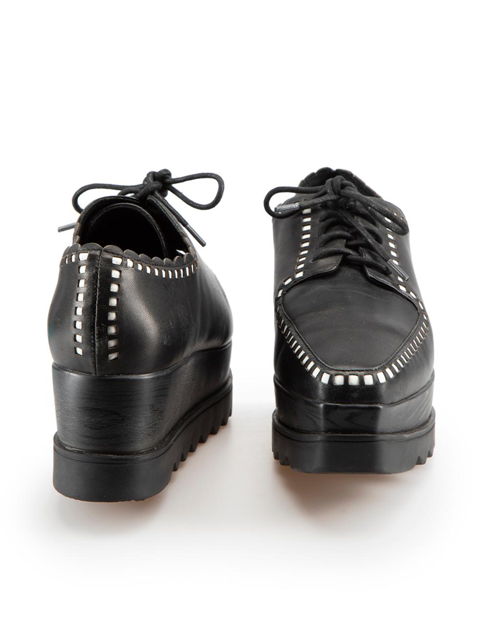 Anne Fontaine Black Leather Platform Oxfords Size IT 39 In Excellent Condition In London, GB