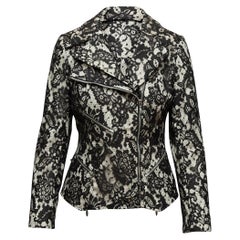 Anne Fontaine Black & White Lace Moto Jacket