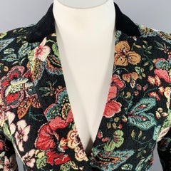 ANNE FONTAINE Saskia Marked FR 42: chaqueta blazer con ribete de terciopelo y estampado jacquard floral