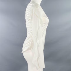 Anne Fontaine Seleste White Cotton Blend Ruffled Sleeve Top Marked IT 40