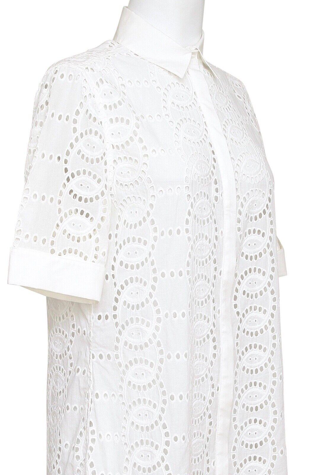 ANNE FONTAINE Hemdkleid aus weißer Baumwolle mit kurzen Ärmeln und Knopfleiste und Ösenkragen 40 im Zustand „Gut“ im Angebot in Hollywood, FL
