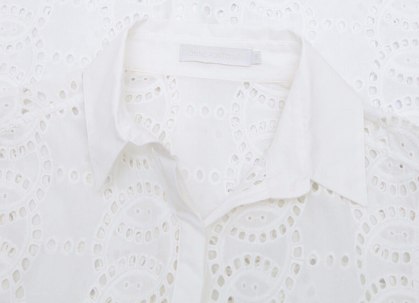 ANNE FONTAINE Hemdkleid aus weißer Baumwolle mit kurzen Ärmeln und Knopfleiste und Ösenkragen 40 im Angebot 4