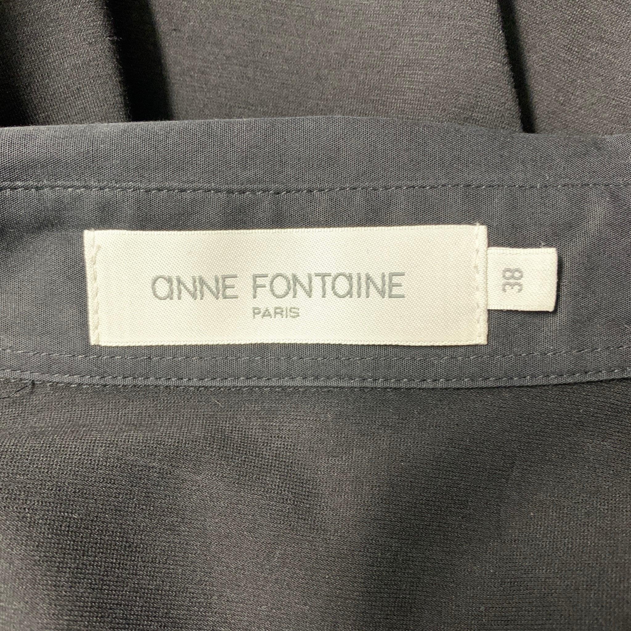 ANNE FONTAINE Size 6 Black Cotton & Elastane Rhinestones French Cuff Blouse In Good Condition In San Francisco, CA