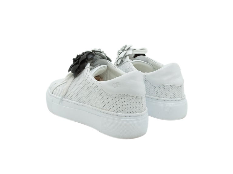 Anne Fontaine White Rosette-Accented Sneakers at 1stDibs