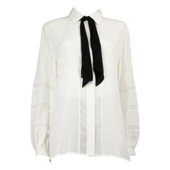 Anne Fontaine Camicia con cravatta in seta bianca taglia XXL