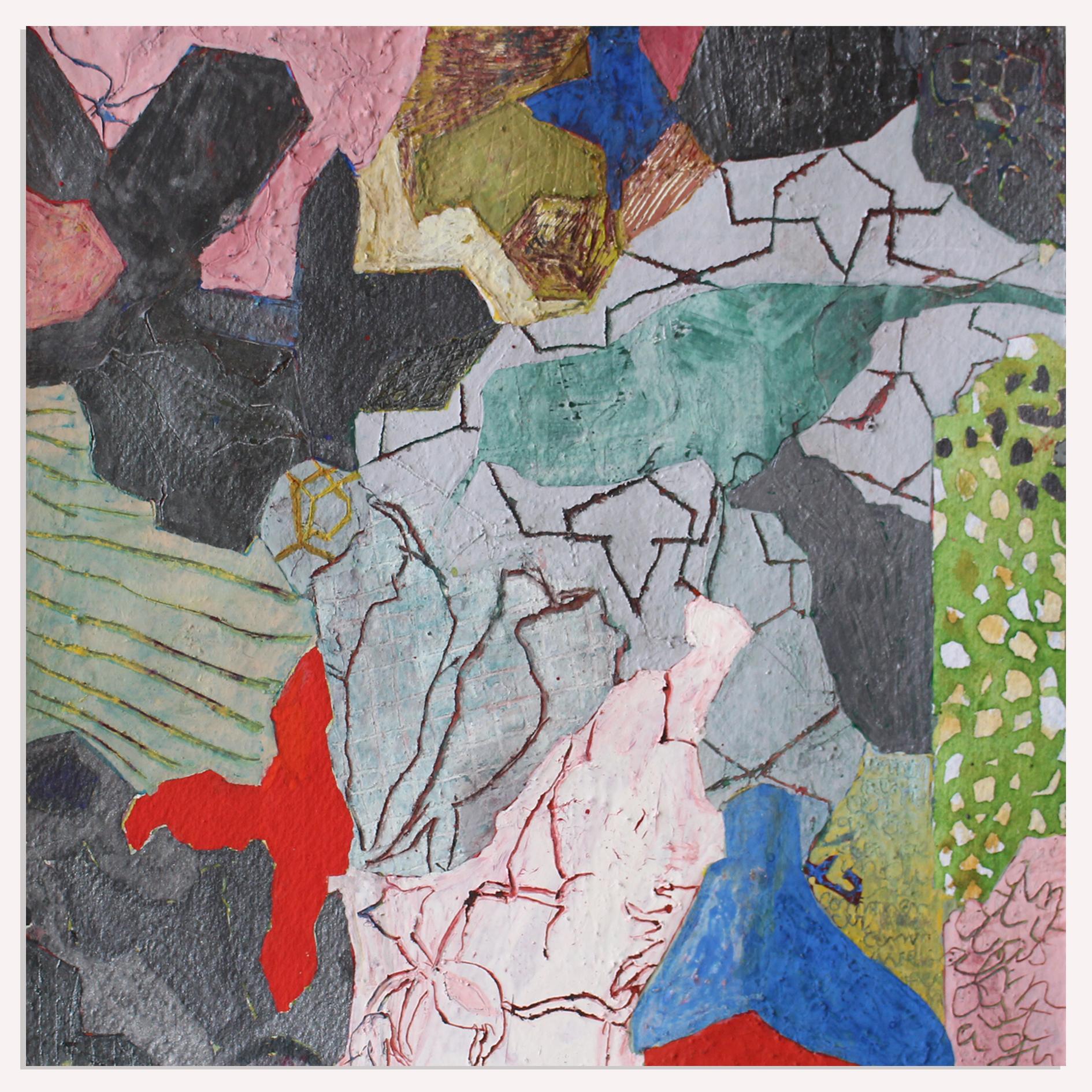 Anne Francey Abstract Painting – Fast (Farbenfrohes, gestisches, abstraktes, islamisches Gittermuster auf Papier)