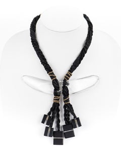 ANNE & FRANK VIGNERI c.1981 Black Clear Lucite Block Rope Necklace Numbered