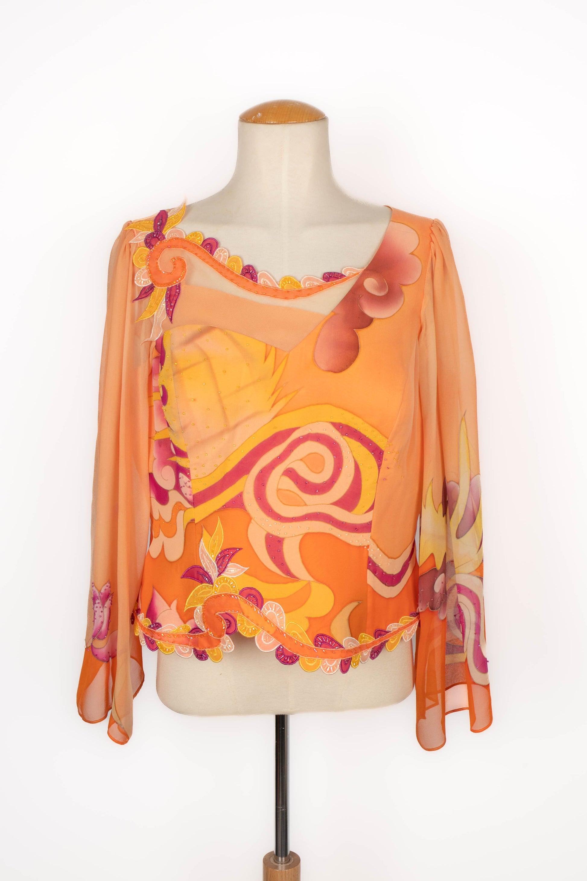De las mujeres Anne French Conjunto de crepé Couture en tonos rosa y naranja en venta