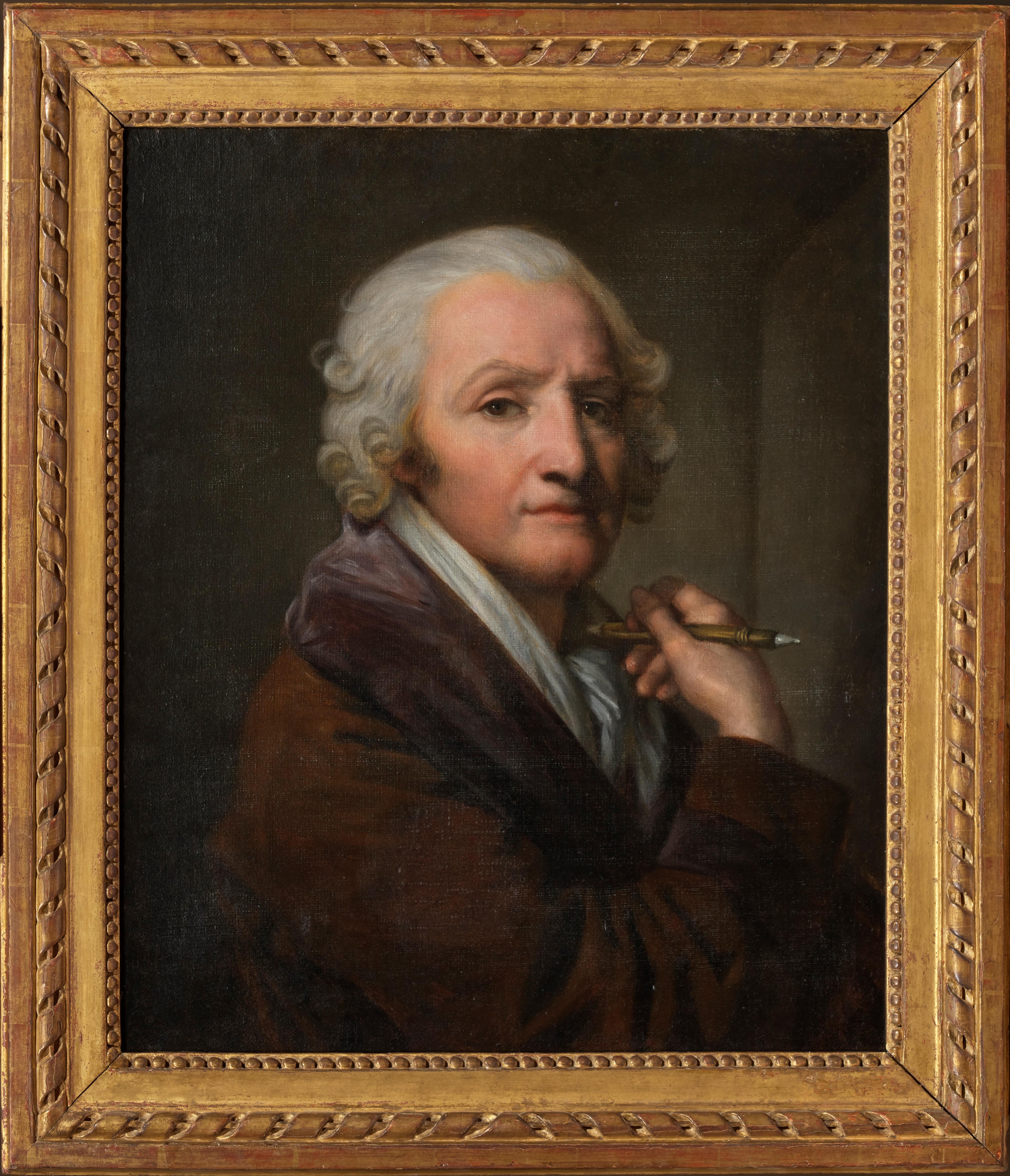 Anne-Geneviève Greuze Portrait Painting – Eine Replik des letzten Self-Portraits von JB Greuze, von seiner Tochter Anne-Geneviève