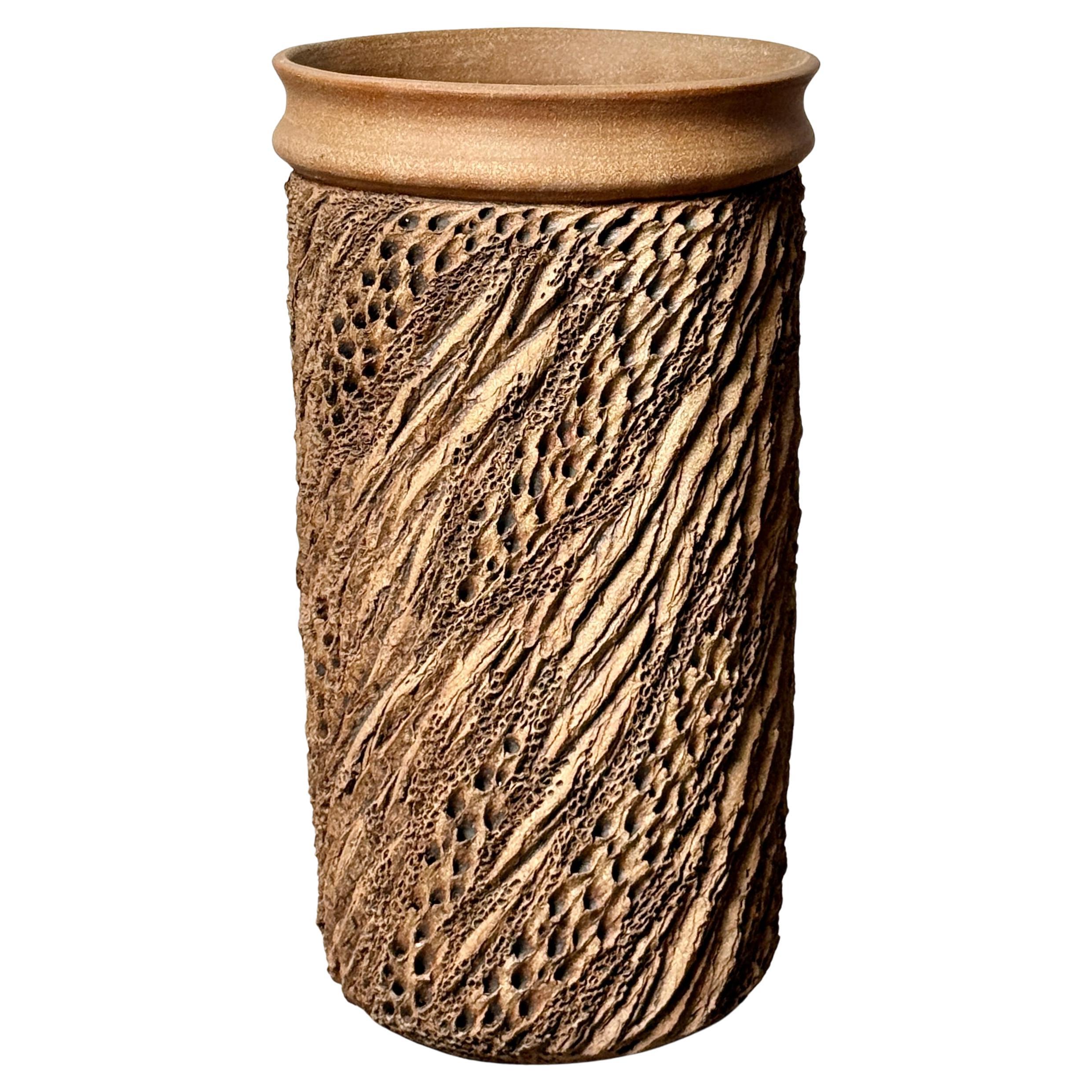 Anne Goldman Monumental Ceramic Planter Vessel Coastal Rock Sculpted Stoneware