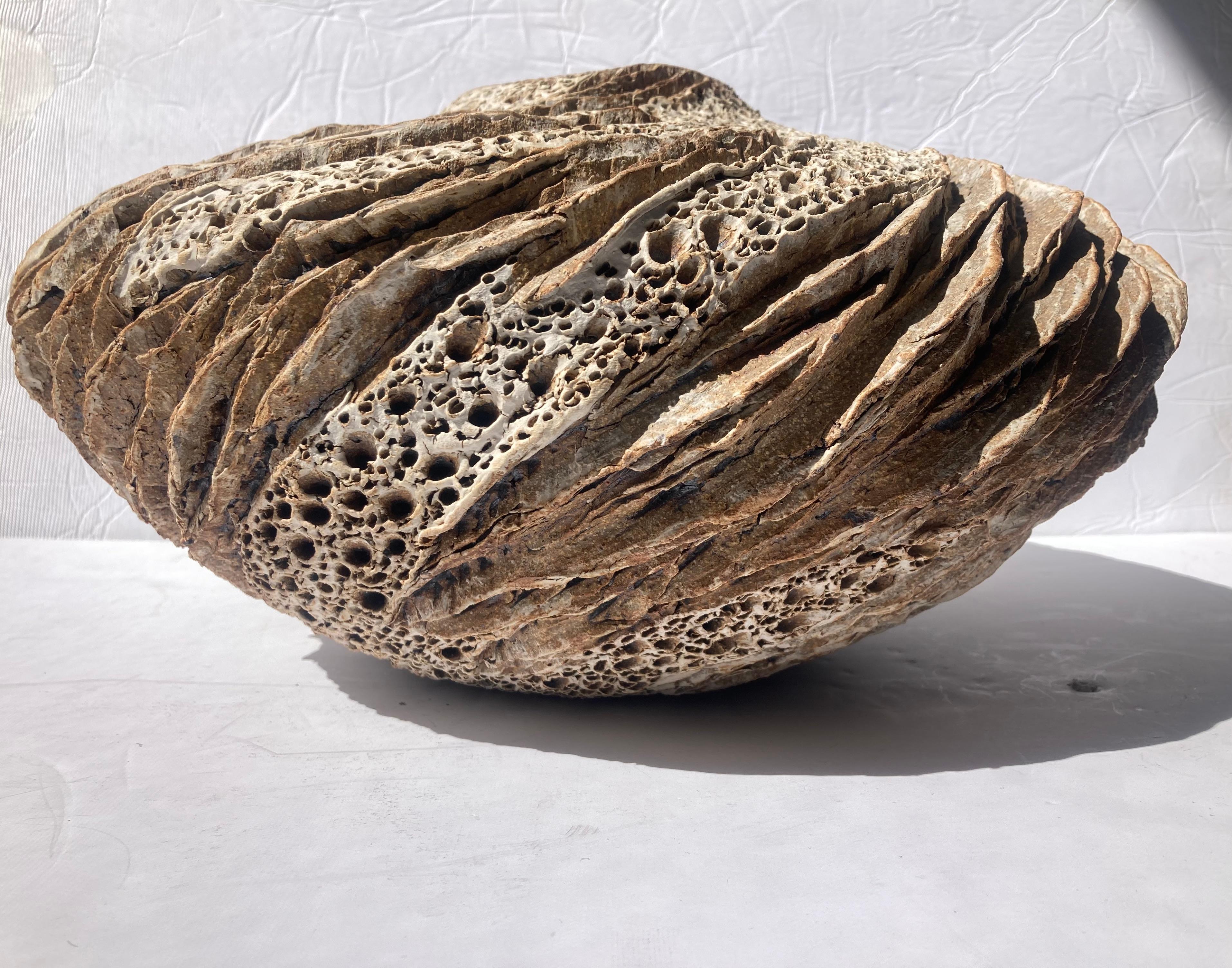 Amazing organic bowl very textured by the well known artist Anne Goldman . Her pieces are in Museums , Collections and Organizations all over the world .