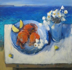 Anne Gordon (1941-), scozzese - dipinto a olio originale del XX secolo DI MARE MEDITERRANEO