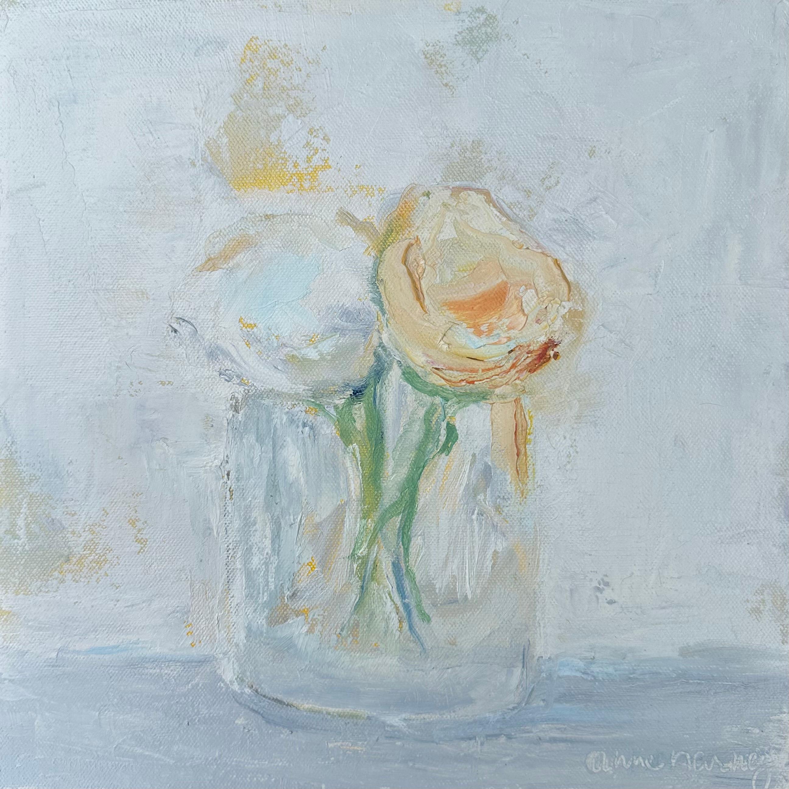 Duo von Anne Harney, Zeitgenössisches Ölgemälde, Blumengemälde auf Leinwand