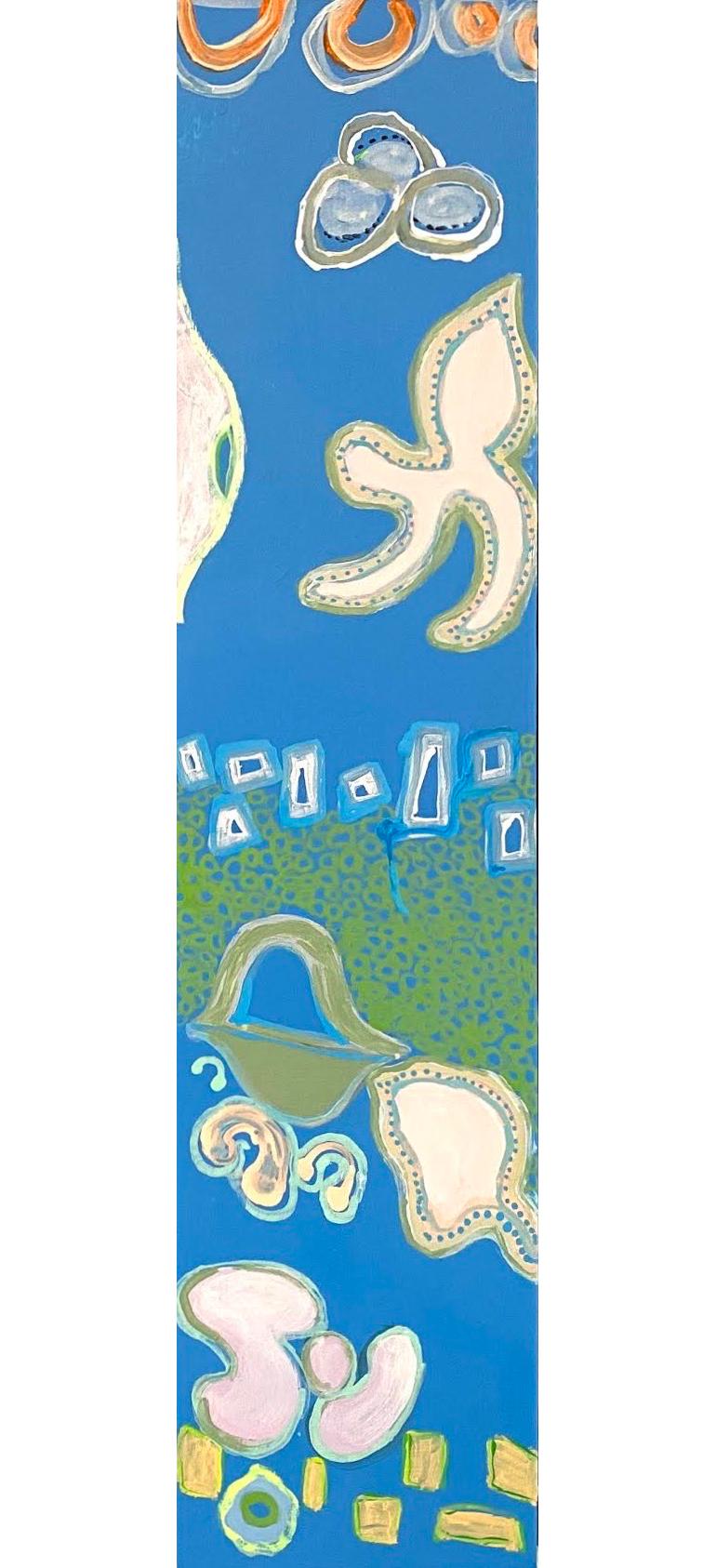 Abstraktes Polyptychon-Gemälde „Lagoon Creation“ mit Blau, Grün und Gelb  im Angebot 2