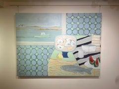 Sommerküchentisch "New England Coastal" mit Wassermelone und Blick aufs Meer