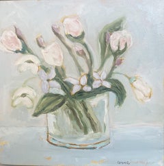 New Peonies by Anne Harney, Contemporary Oil on Canvas Floral Painting