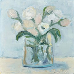 Peonies by Anne Harney, Contemporary Oil on Canvas Floral Painting