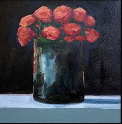 Red Mums by Anne Harney, Contemporary Floral Still Life Painting