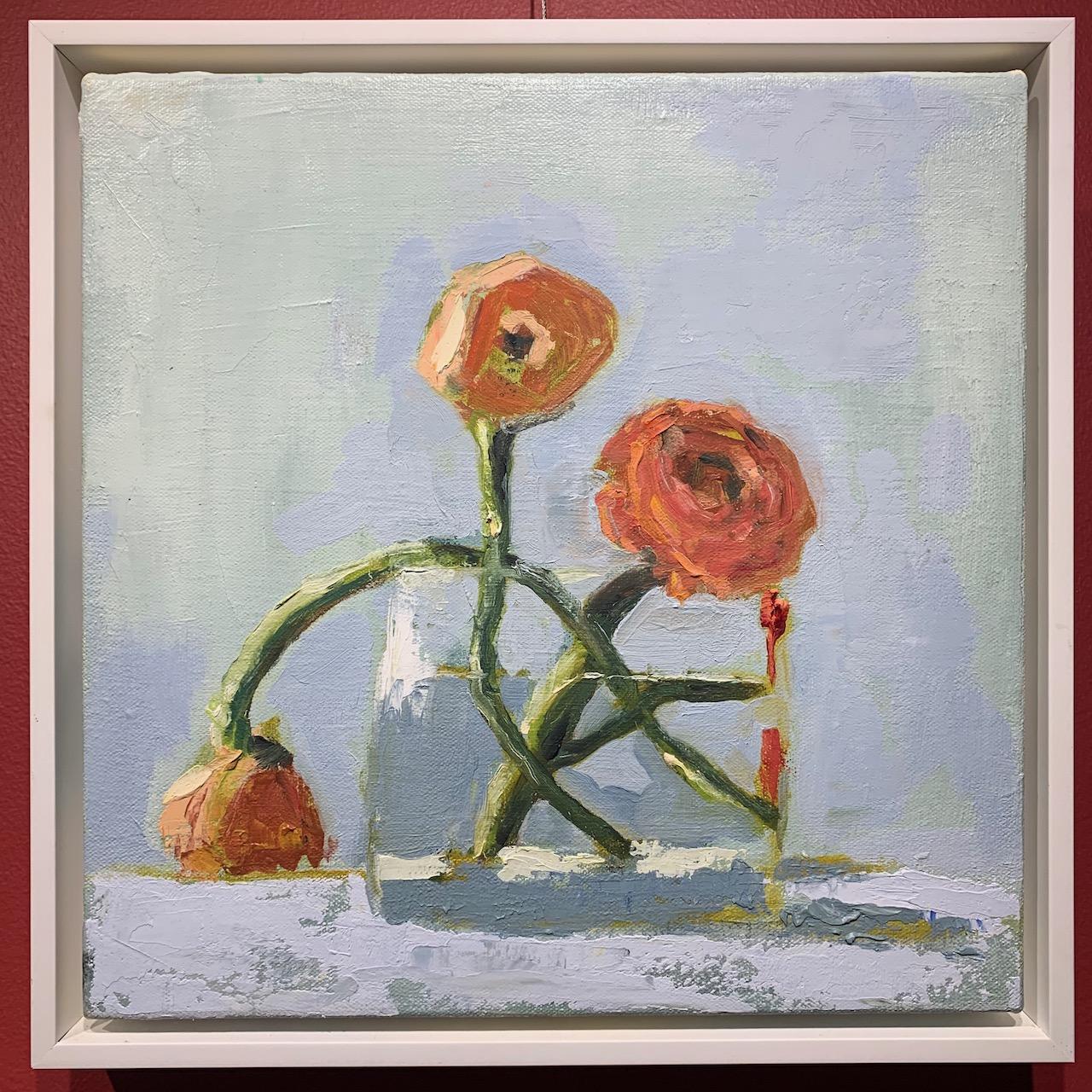 Red Ranunculus - Painting by Anne Harney