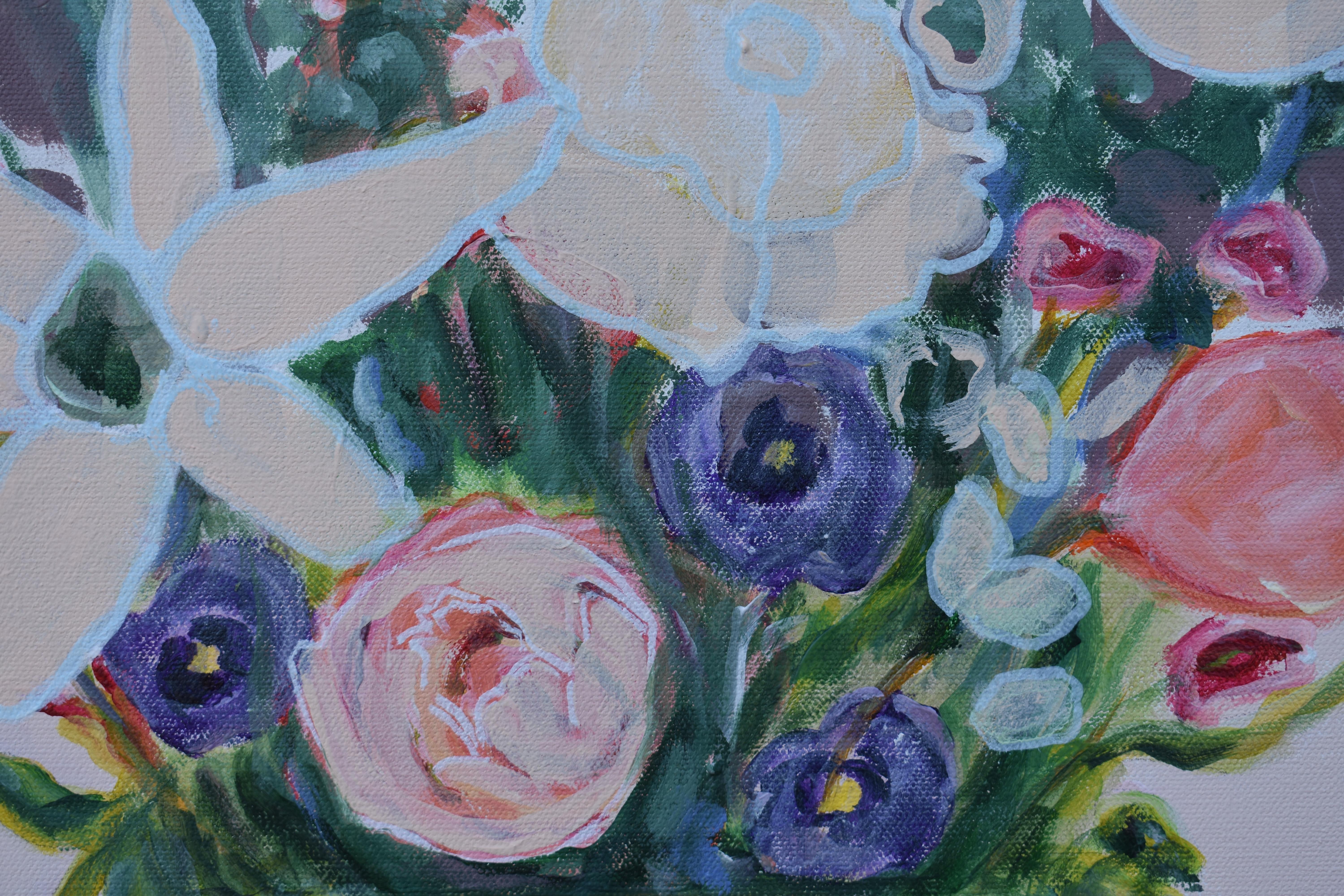 Summer Delight II - Gray Still-Life Painting by Anne Harney