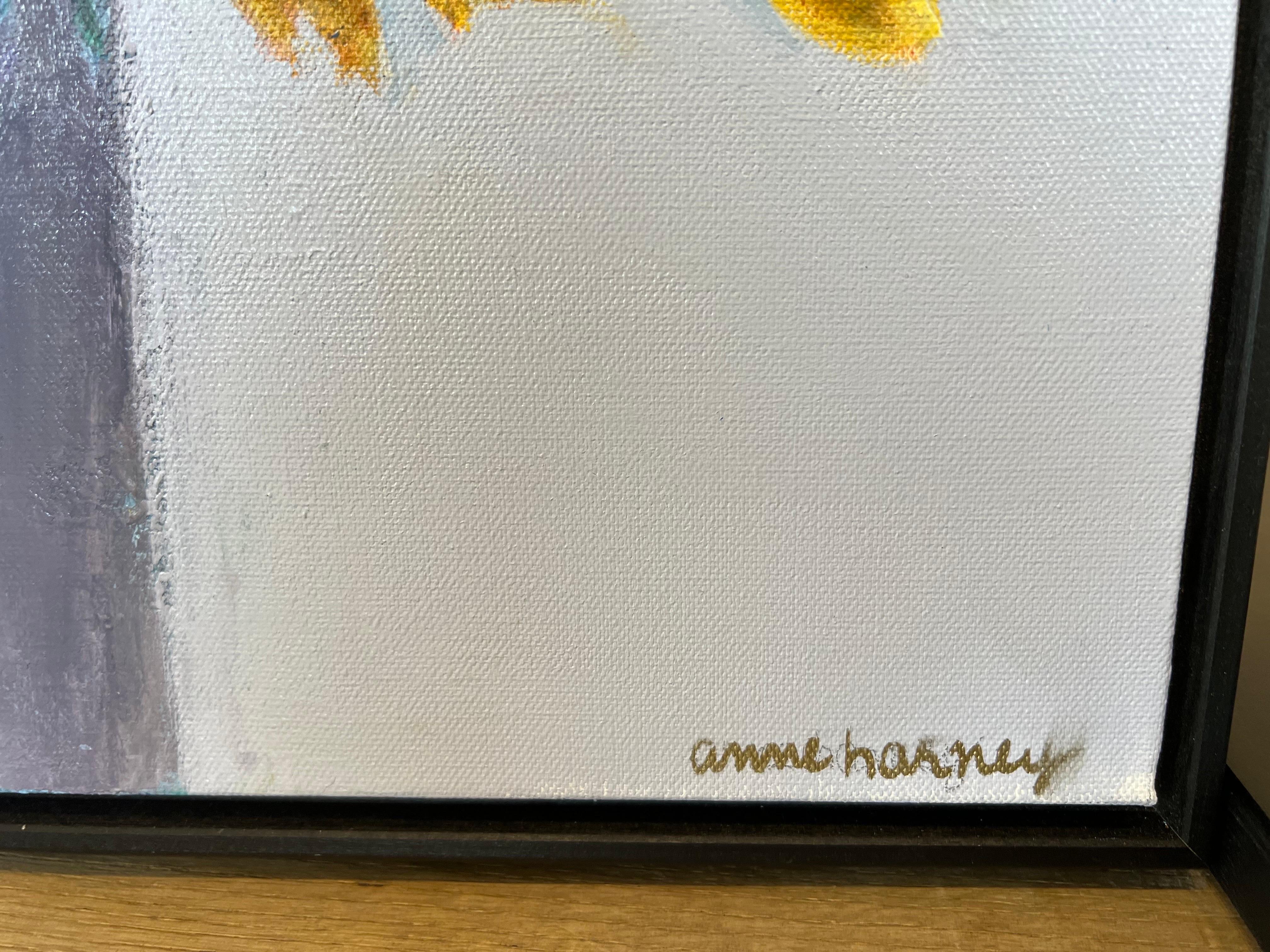 Sunflowers and Purple Vase by Anne Harney, Contemporary Floral Painting 3