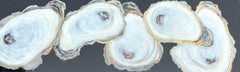 "The World is Your Oyster" white and gold oysters contrast against black