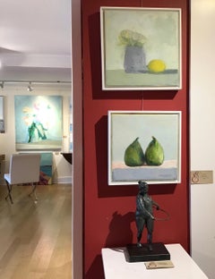 "Twins" Still Life of Two Green Pears with Cool Neutral Background