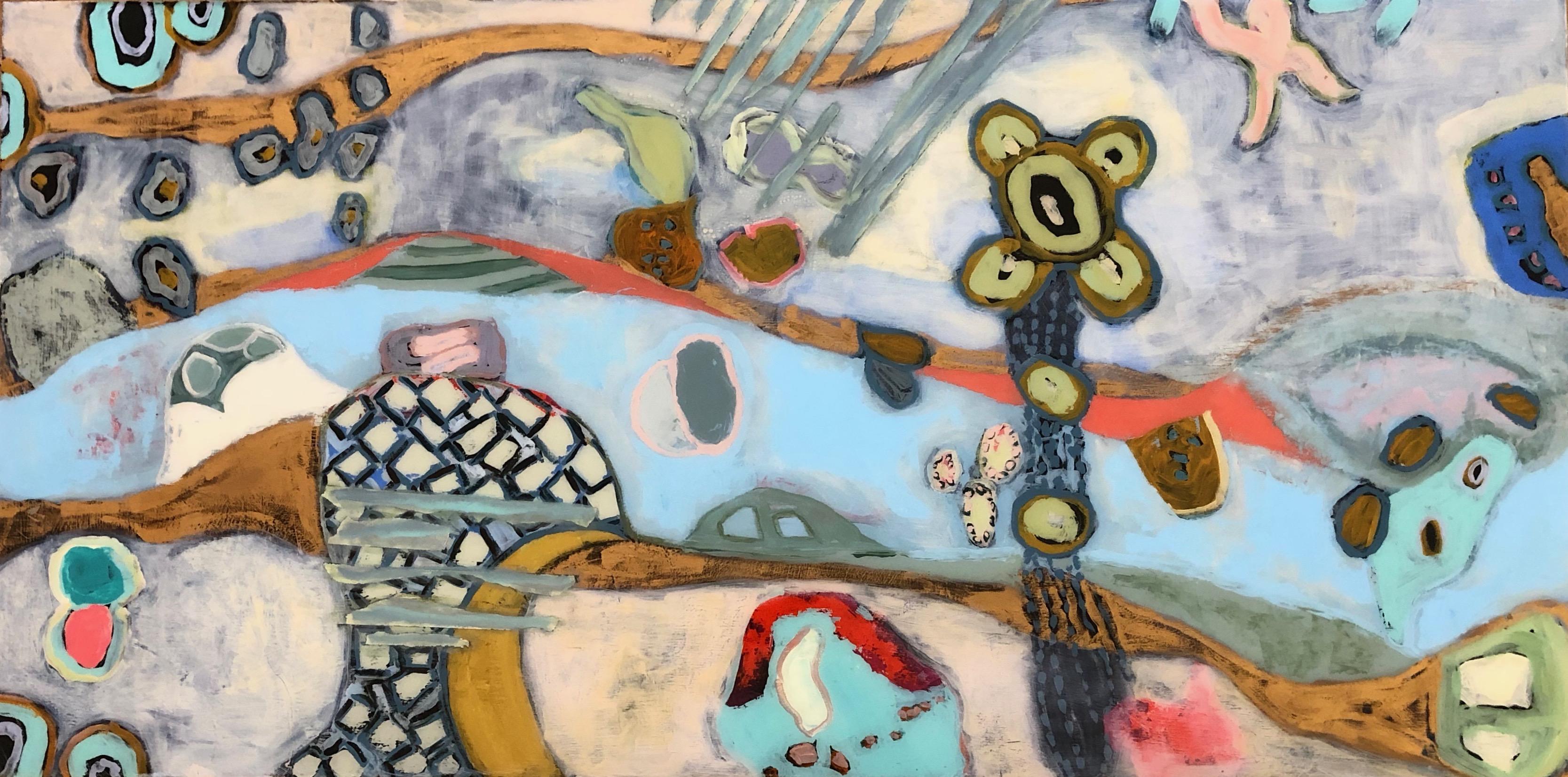 Mehrfarbiges abstraktes Gemälde „Vegetation“ in Mischtechnik